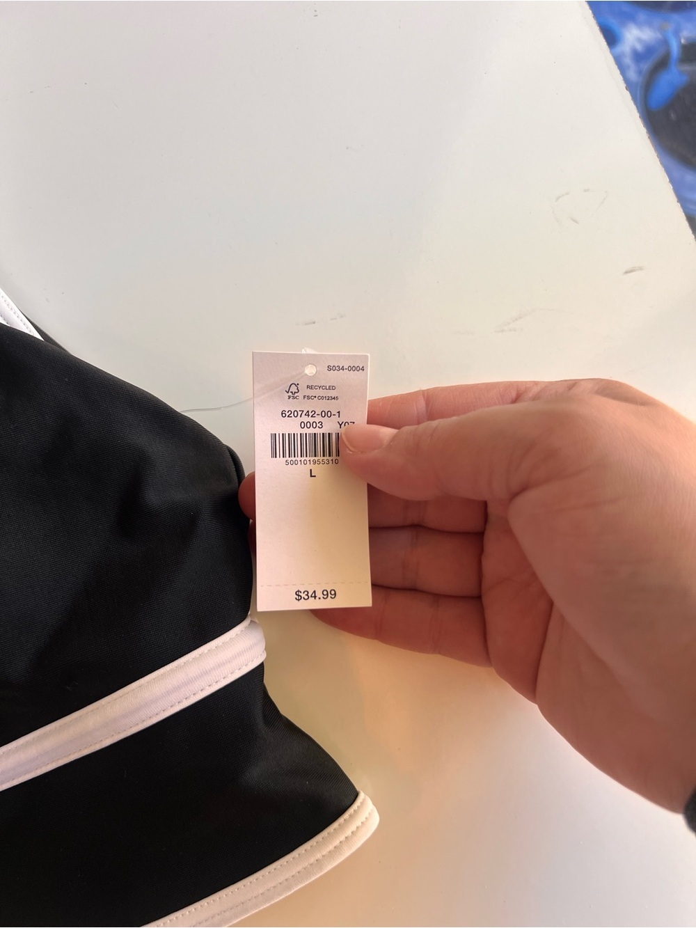 Old Navy Black Swim Sports Bra with White Trim - Picture 5 of 7